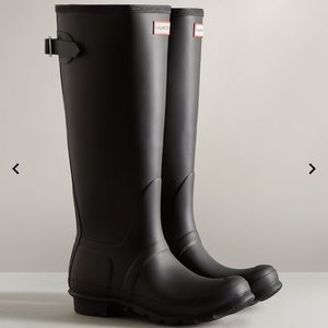 Women's Tall Back Adjustable Hunter Boots Black